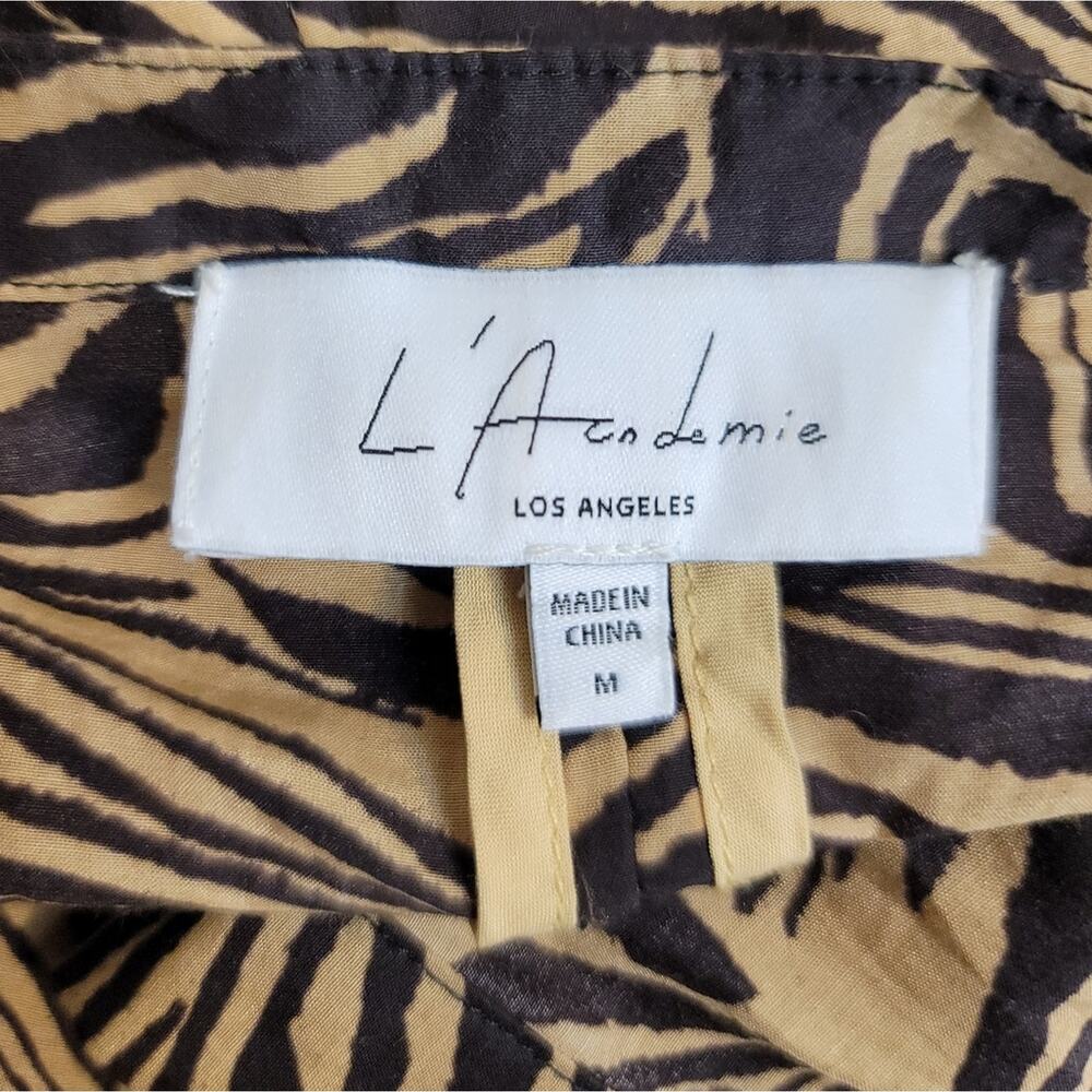 REVOLVE L'ACADEMIE Tan Abstract Tiger Charley Mini Dress Ruched Modern Night Out - Picture 13 of 16